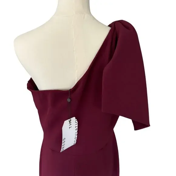 Dress the Population Tiffany One Shoulder Midi Dress Burgundy Size Large NWT - Picture 5 of 13